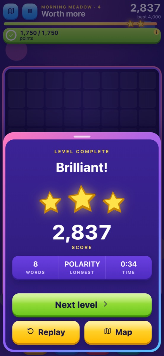 Level complete with three stars